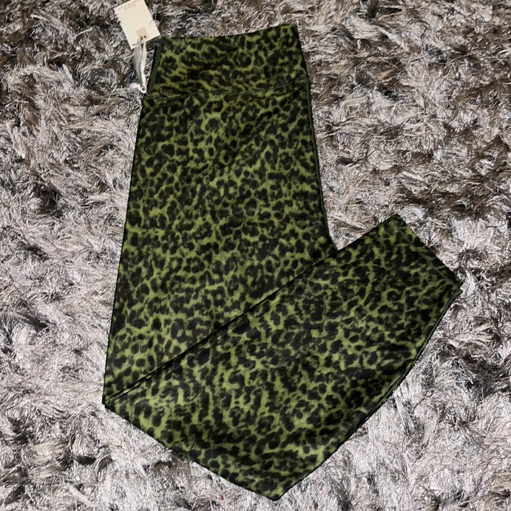 Good American Pesto Leopard Print Green and Black Leggings